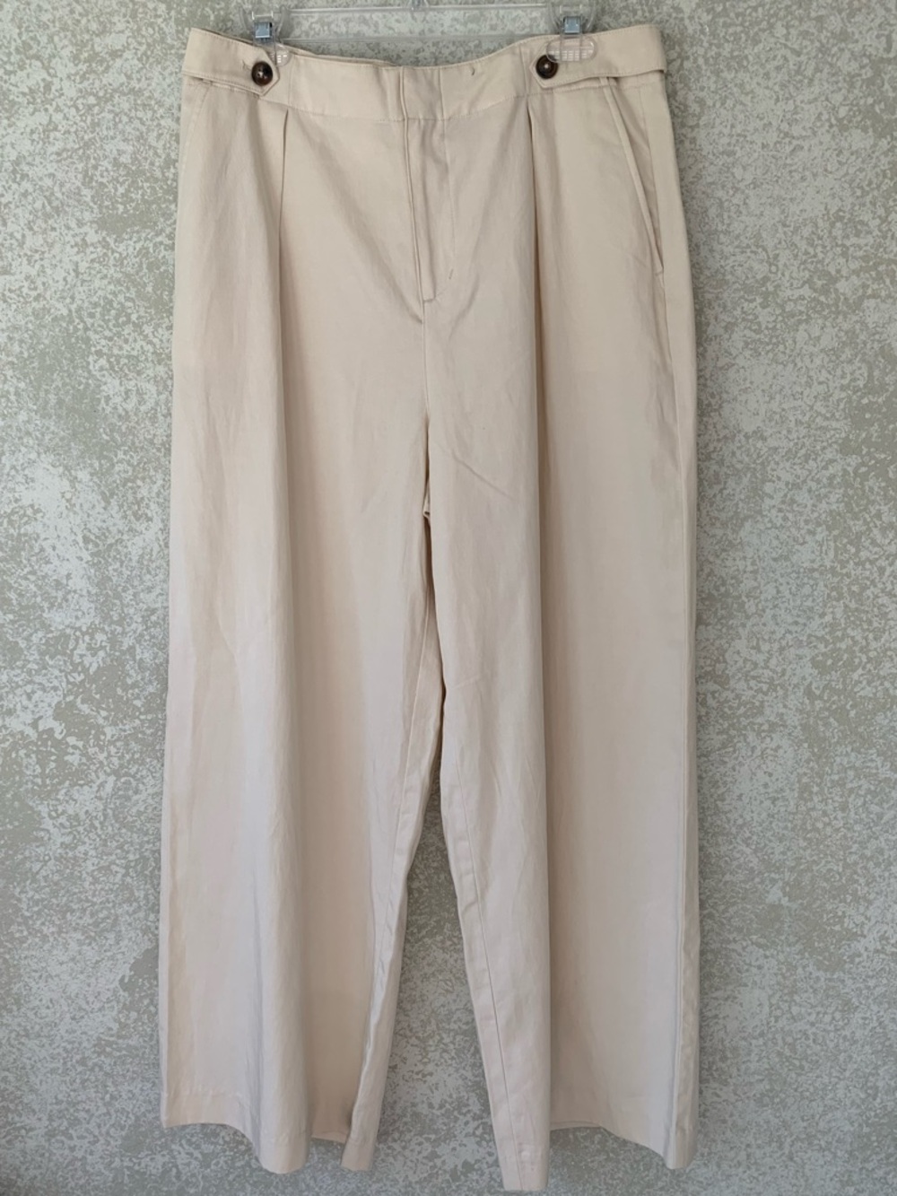Wonderly Cream Pleated Waist Wide Leg Pants Size 12P Office Dressy